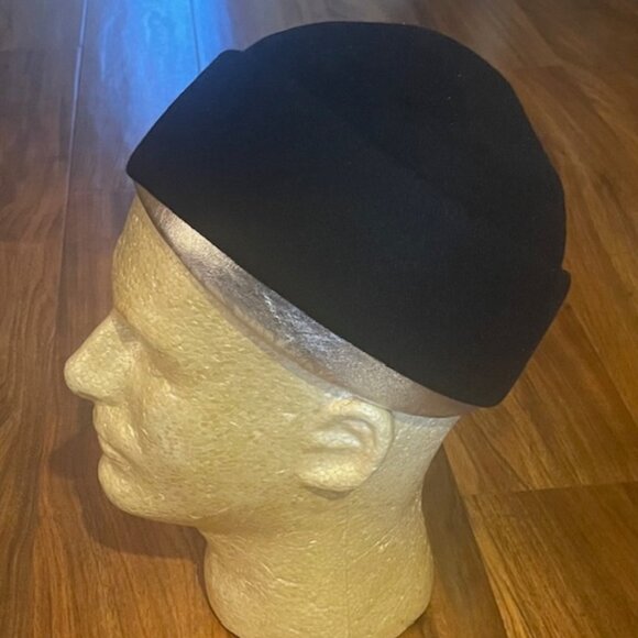 Vintage 1950s Frank Olive Black-on-Silver Wool Beret-Style Hat main image 6